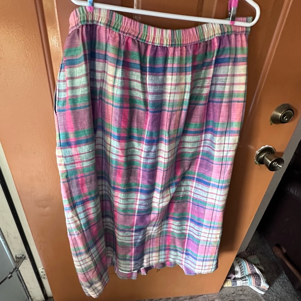 Orvis Vintage Pink and Blue Midi Skirt